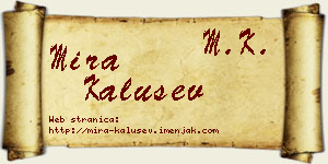 Mira Kalušev vizit kartica